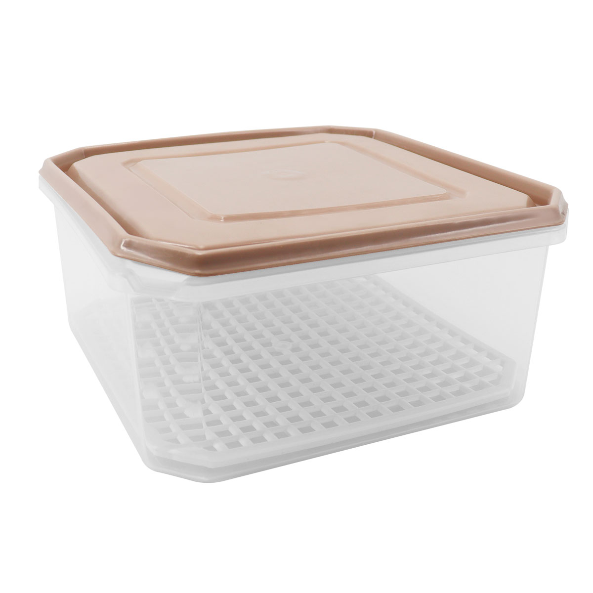Caja cuadrada beige con rejilla