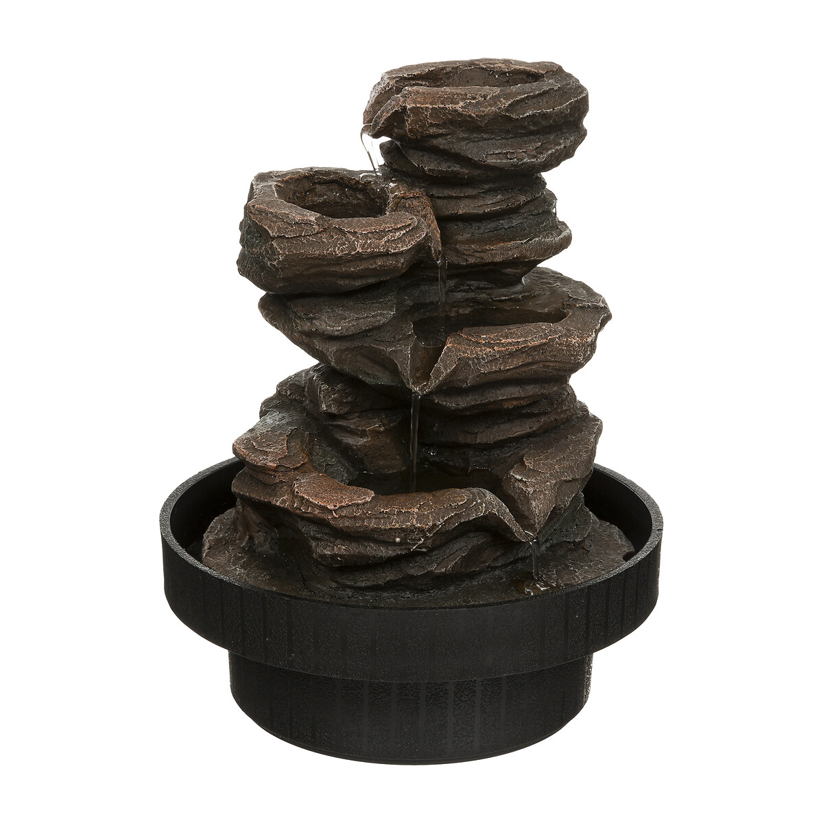 Fuente Negra De Resina 18x18x22.5Cm