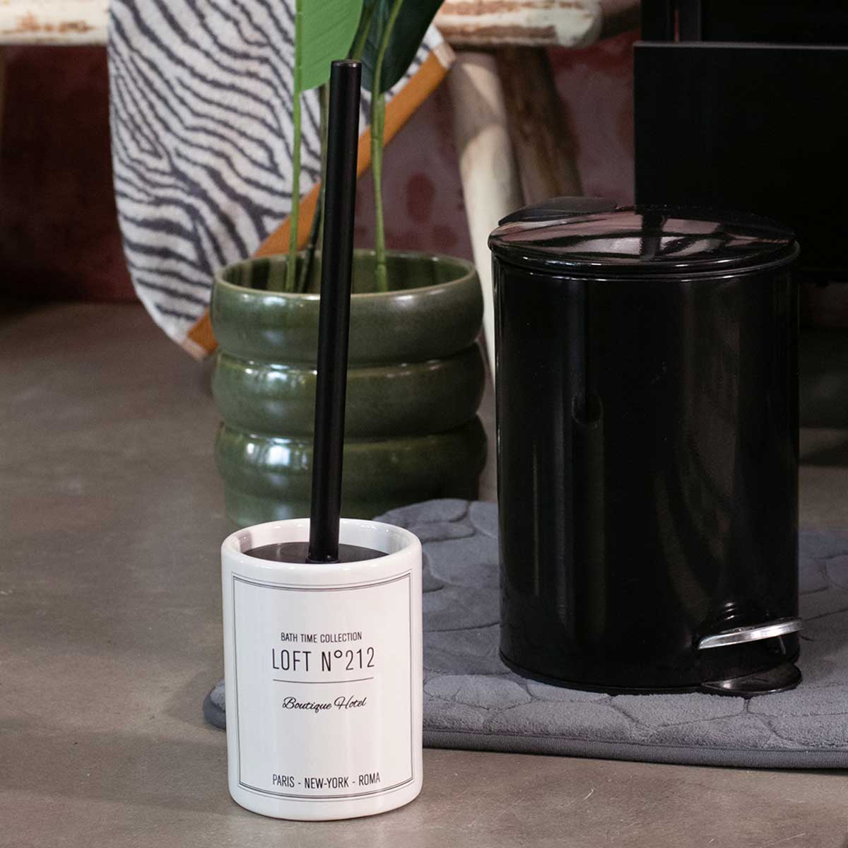 Balde WC Preto Em Metal Soft Close 3L