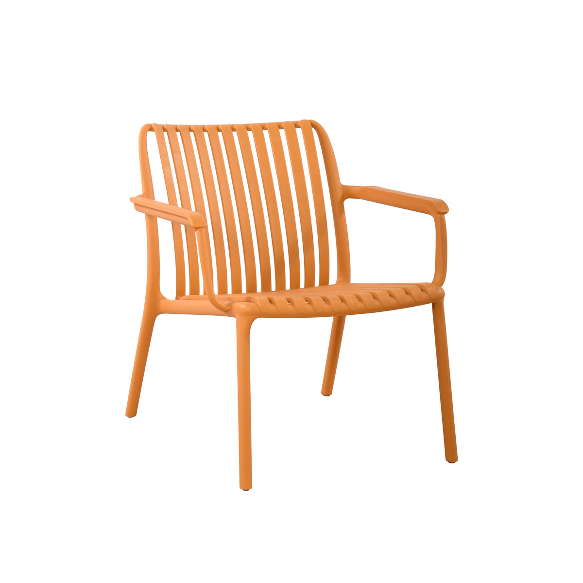 Silla de exterior amarilla con reposabrazos