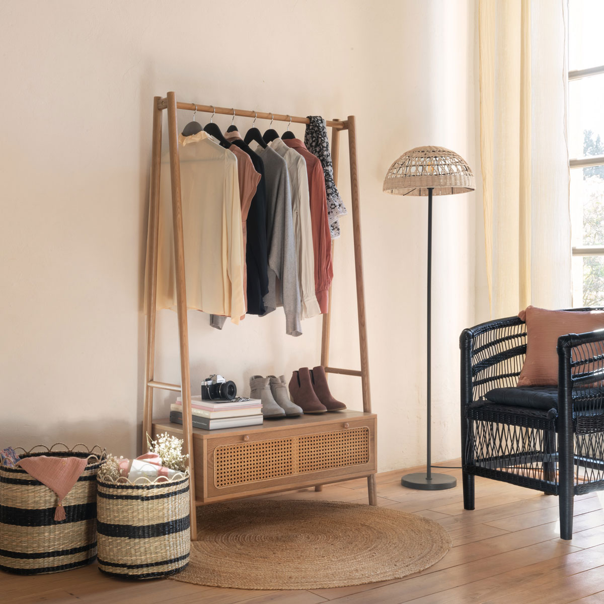 Cesto De Rafia Beige 35x35x35Cm