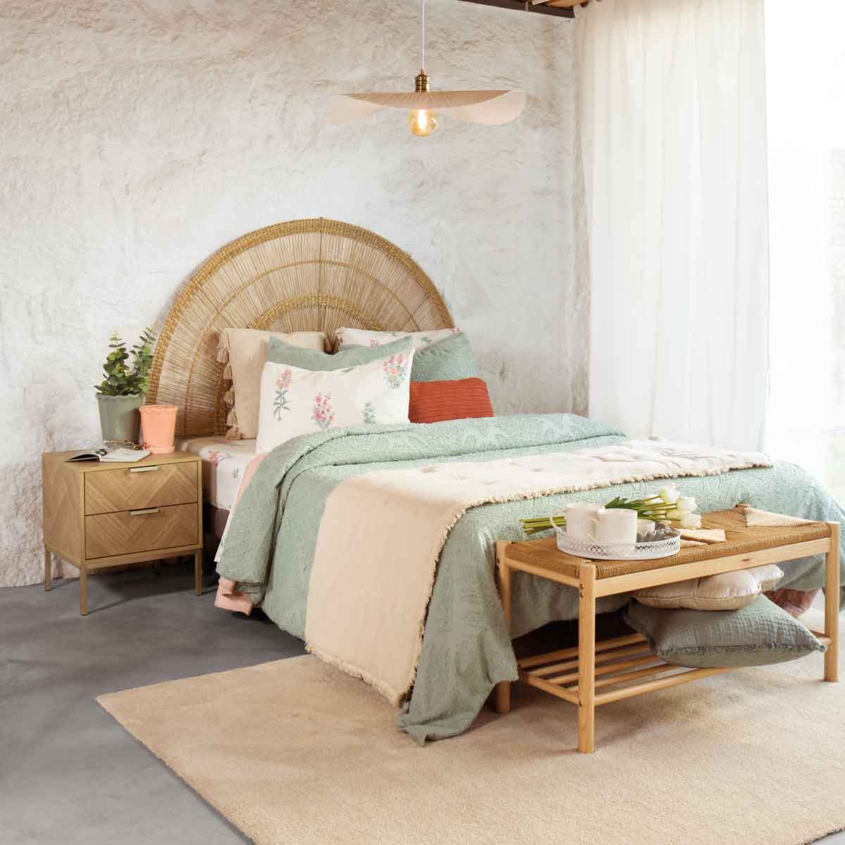 Mesita de noche CHEVRON beige de mdf