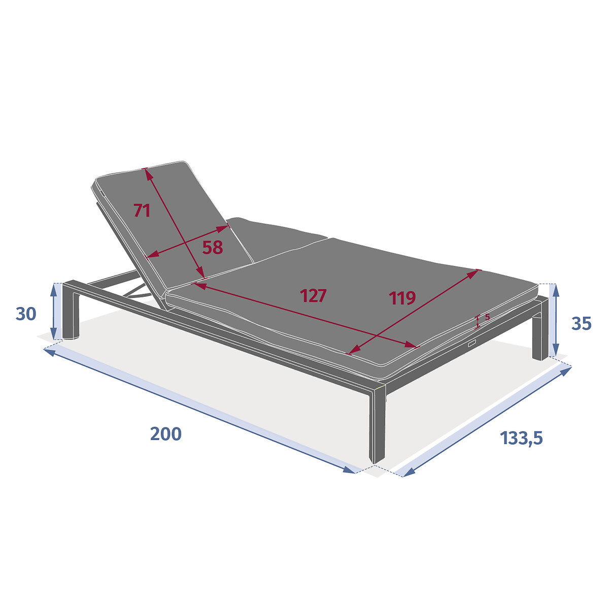 Tumbona doble ÉVASION argile