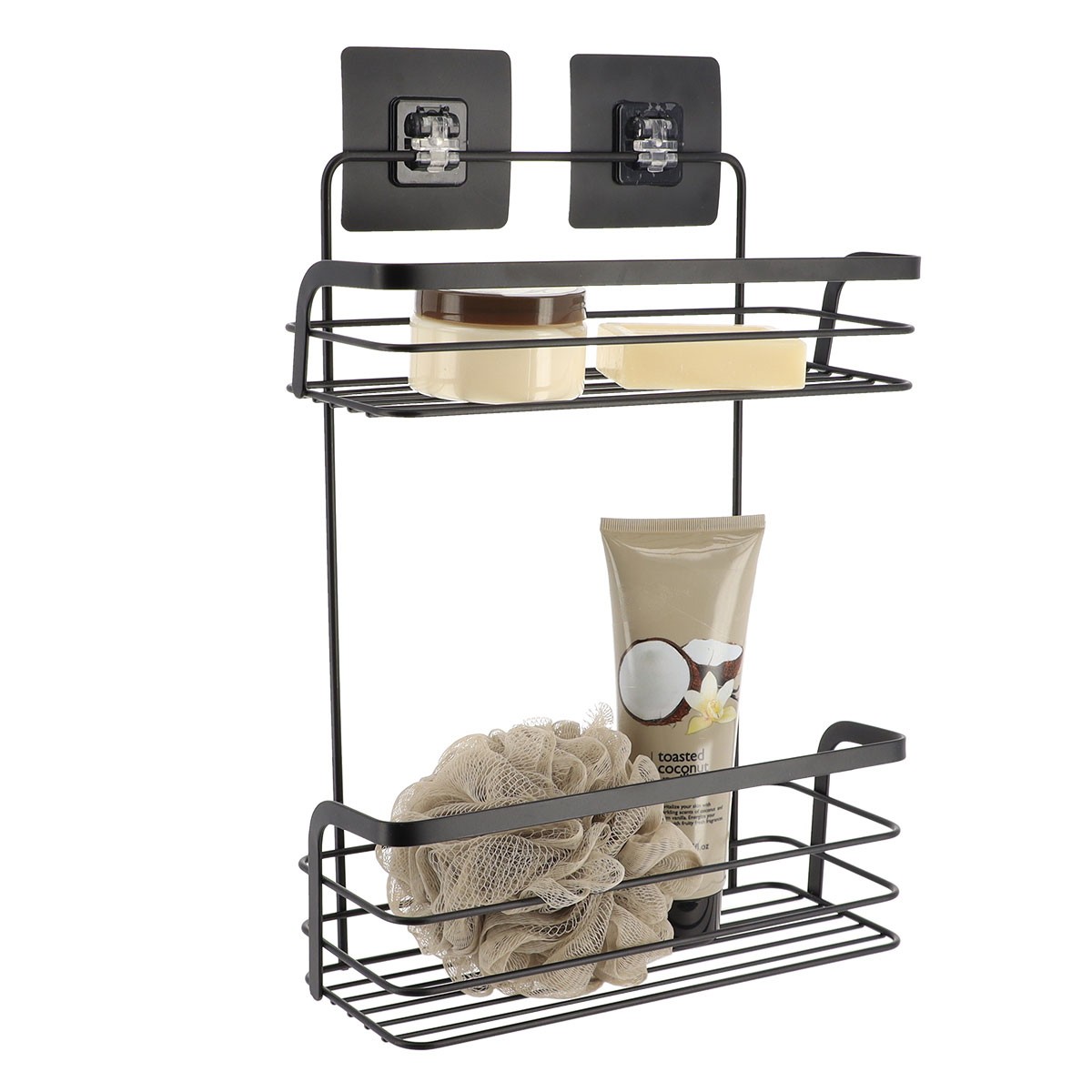 Estante De Ba&ntilde;o Negro Con 2 Niveles