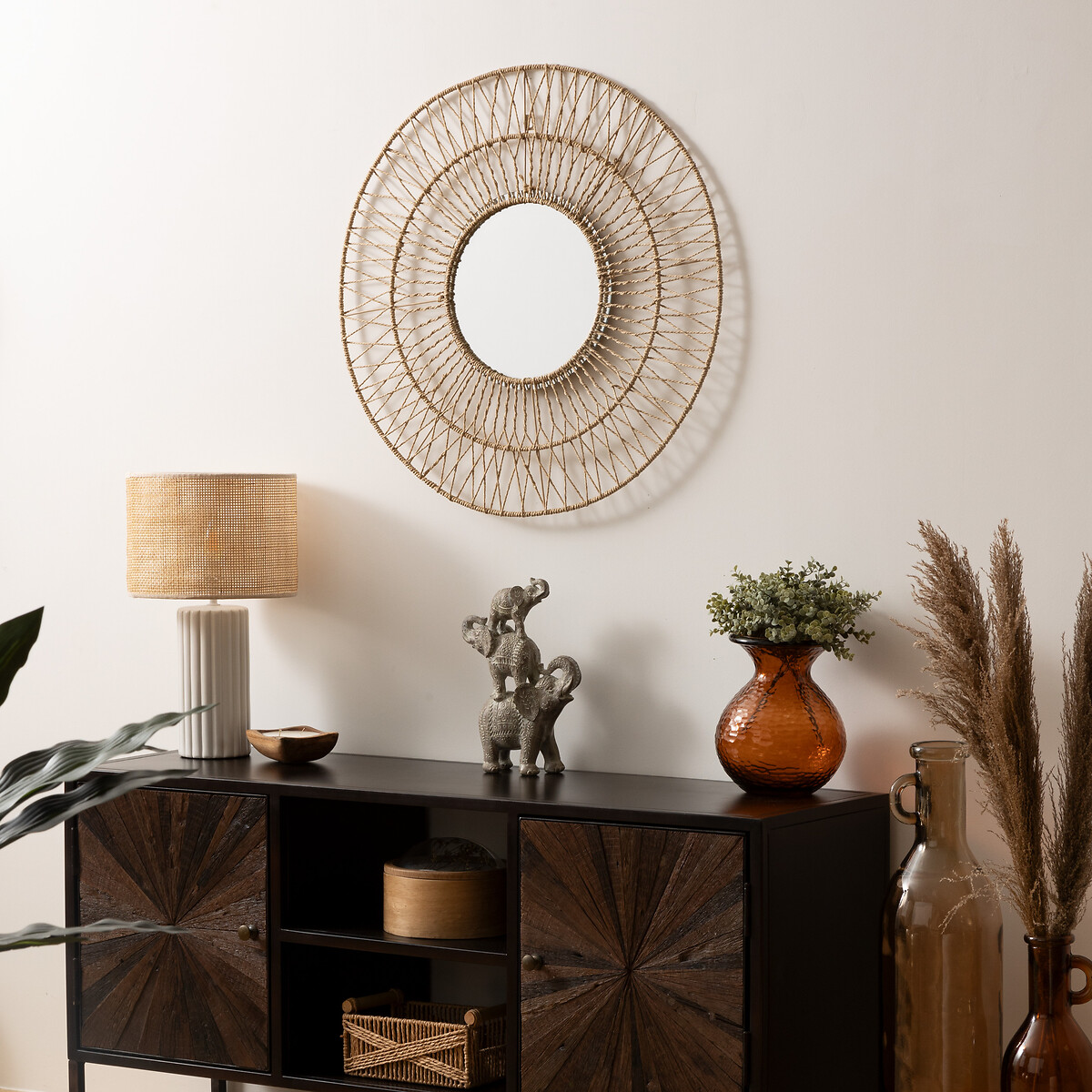 Espejo De Pared Millie De Cuerda Beige 75cm