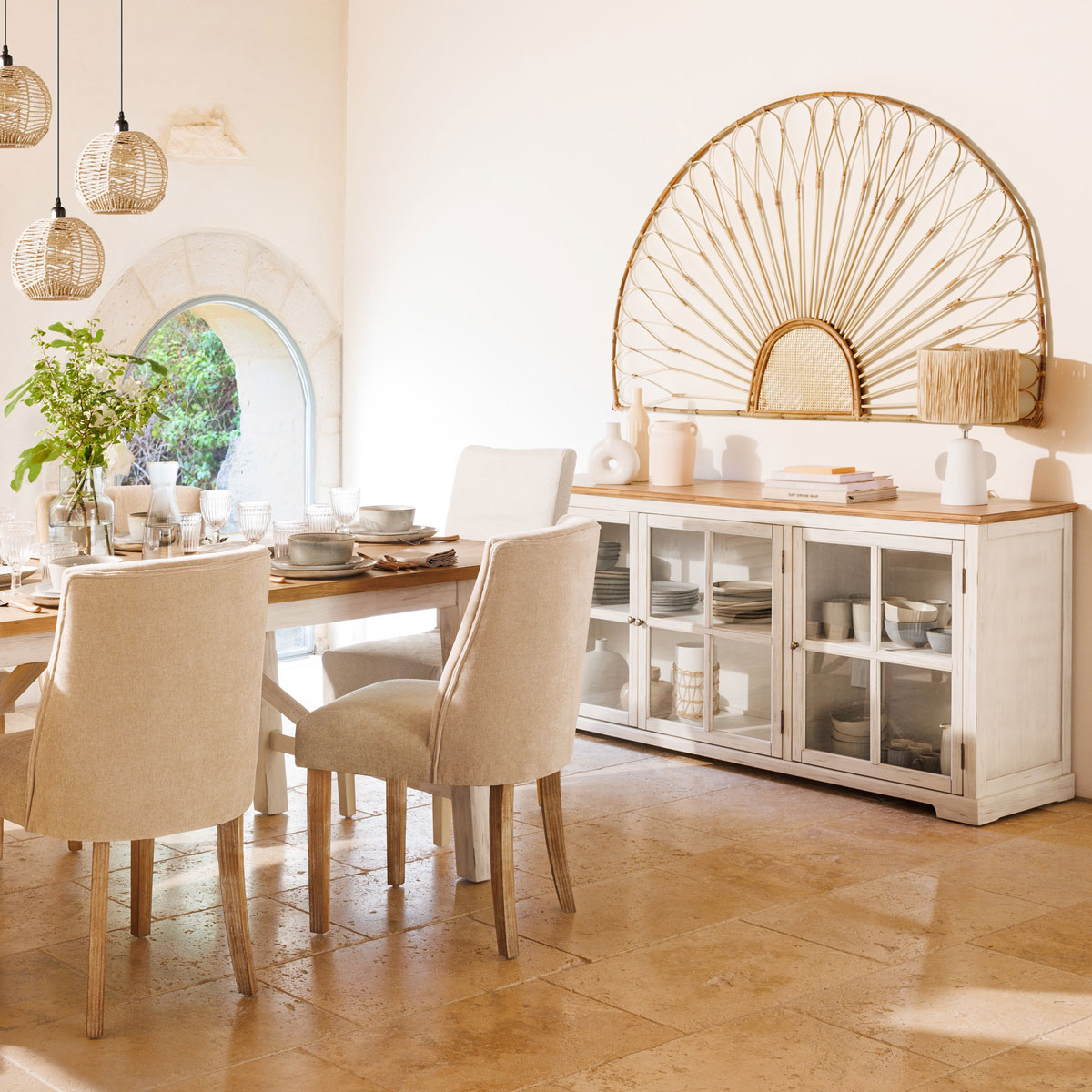 L&aacute;mpara De Mesa Raia Blanca En Cer&aacute;mica 38cm