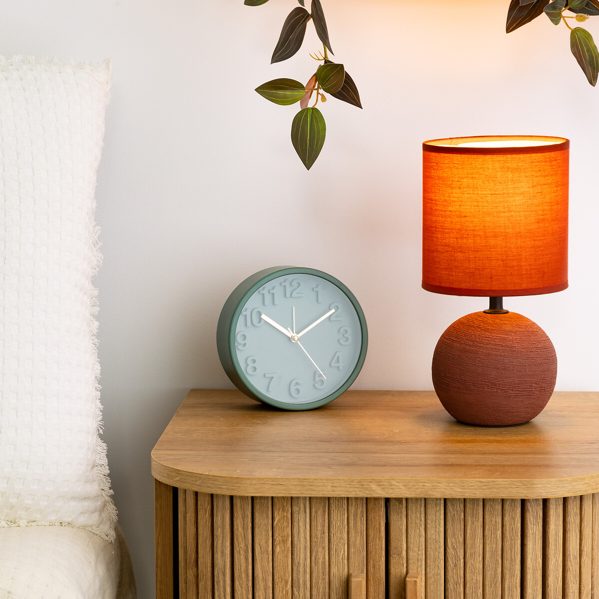 Candeeiro De Mesa Timeo Terracota Em Cerâmica Com Nervuras