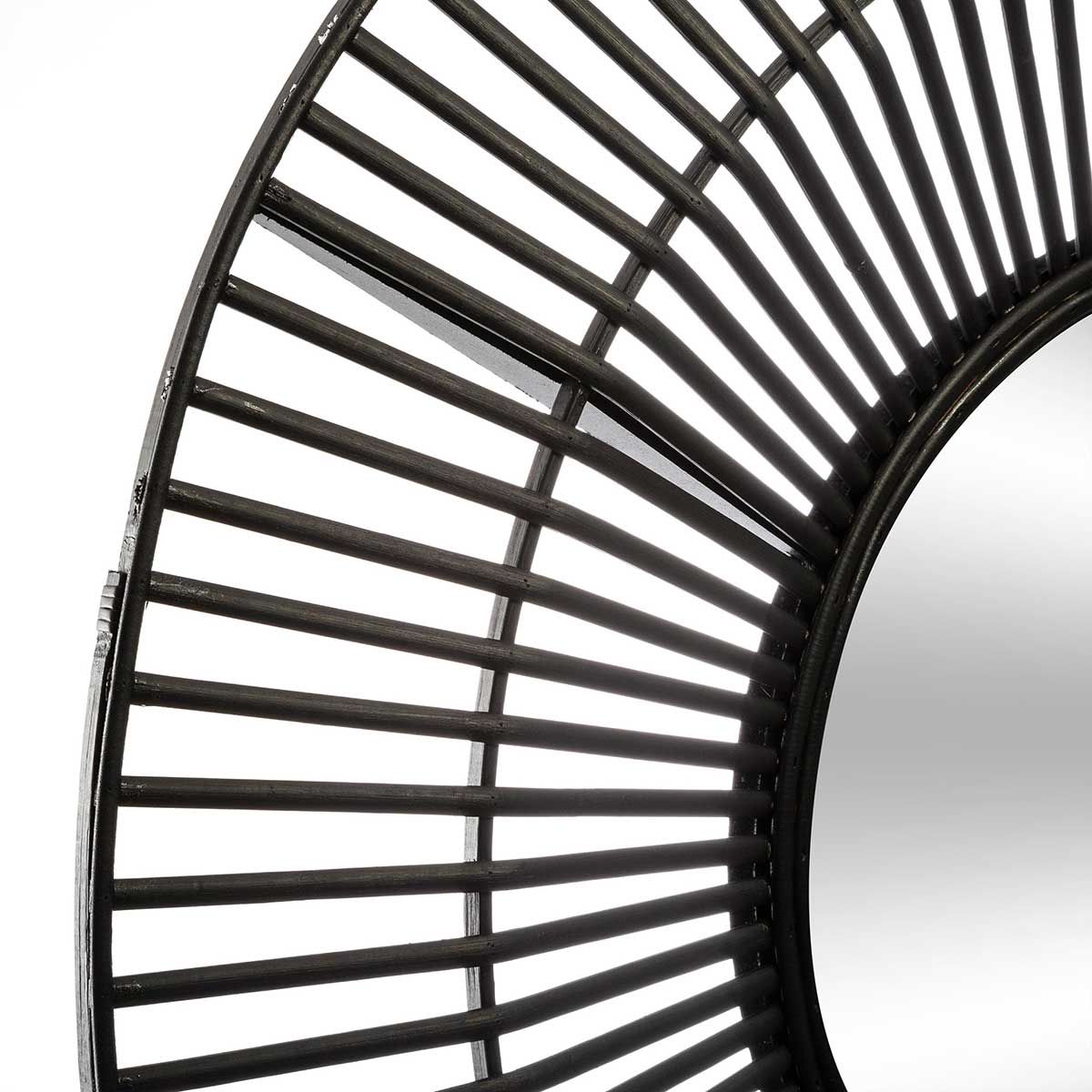 Espelho De Parede Preto Em Bambu 77cm