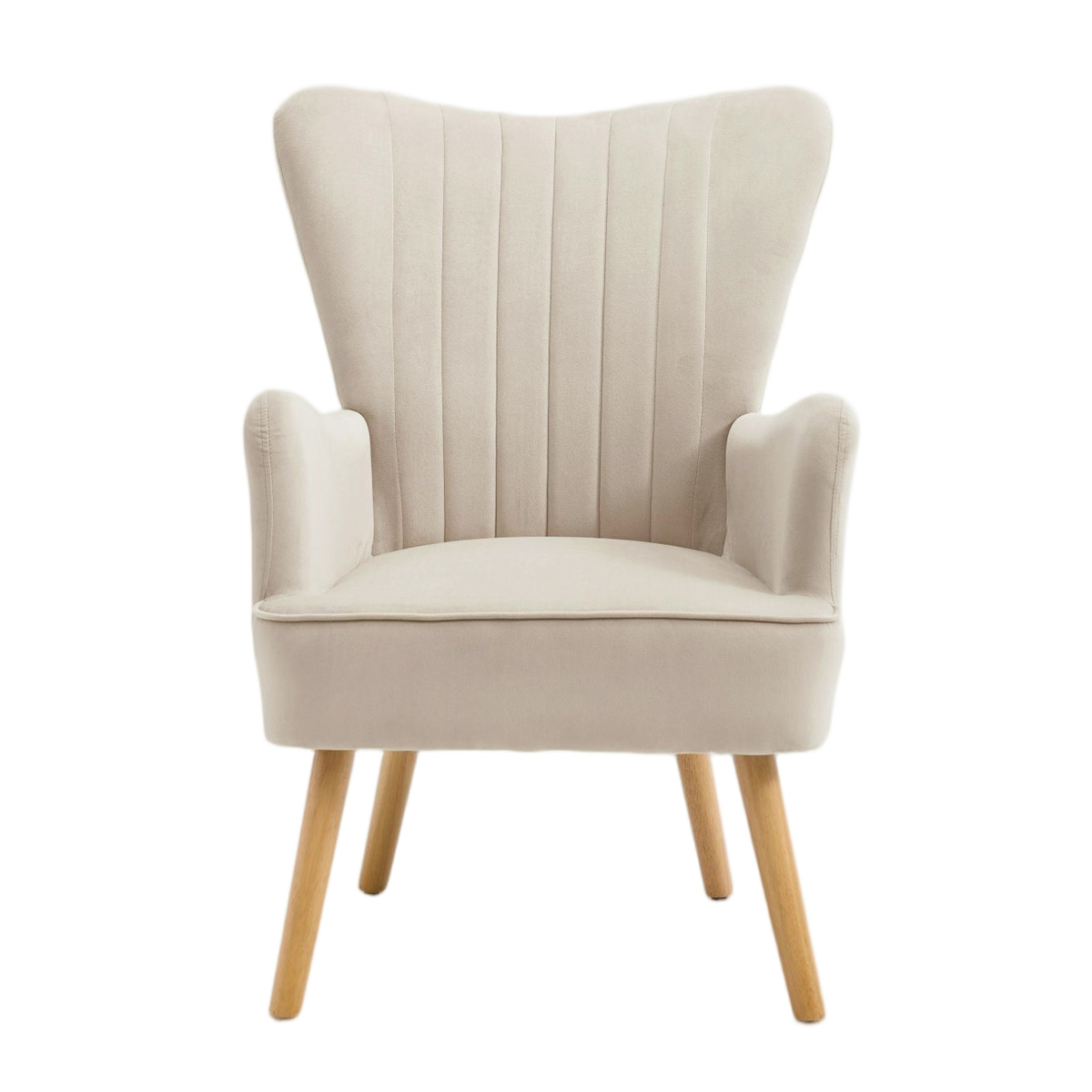 Butaca DIANA taupe de terciopelo y madera