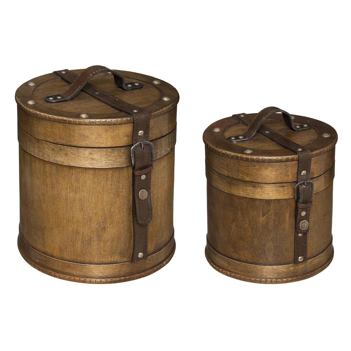 Caja Redonda De Madera 21x20x20.5Cm