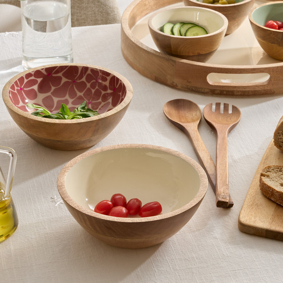 Ensaladera INAYA blanca de madera de mango 25cm