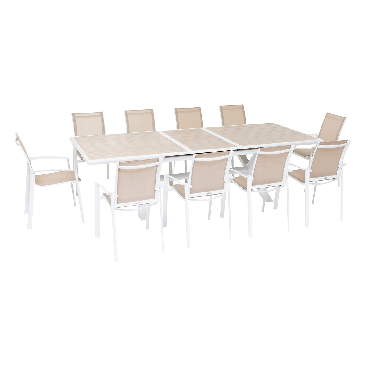 Mesa extensible AXIOME lino y blanco 220-279cm