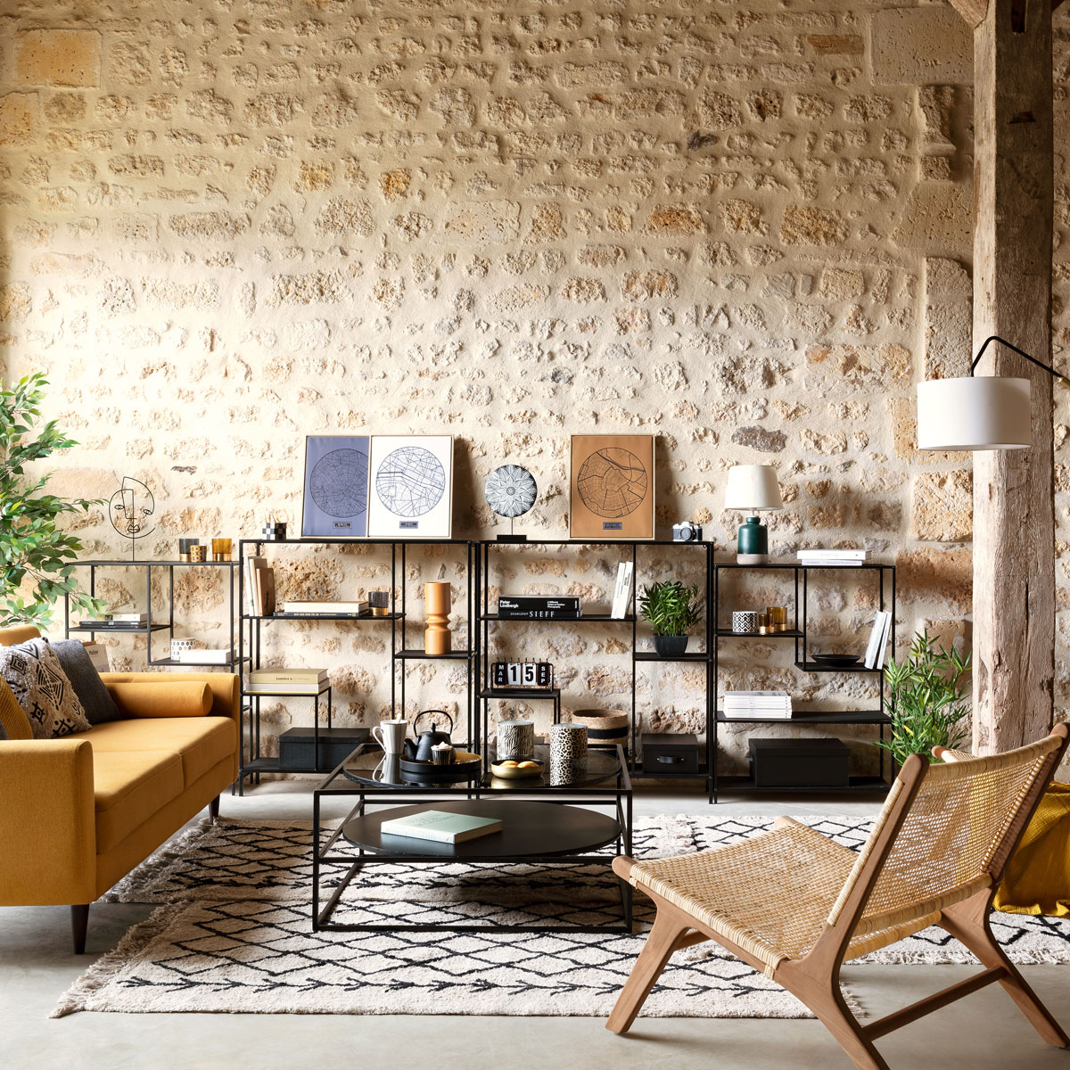 Estantería Gota Metal Negra 75x30x100Cm