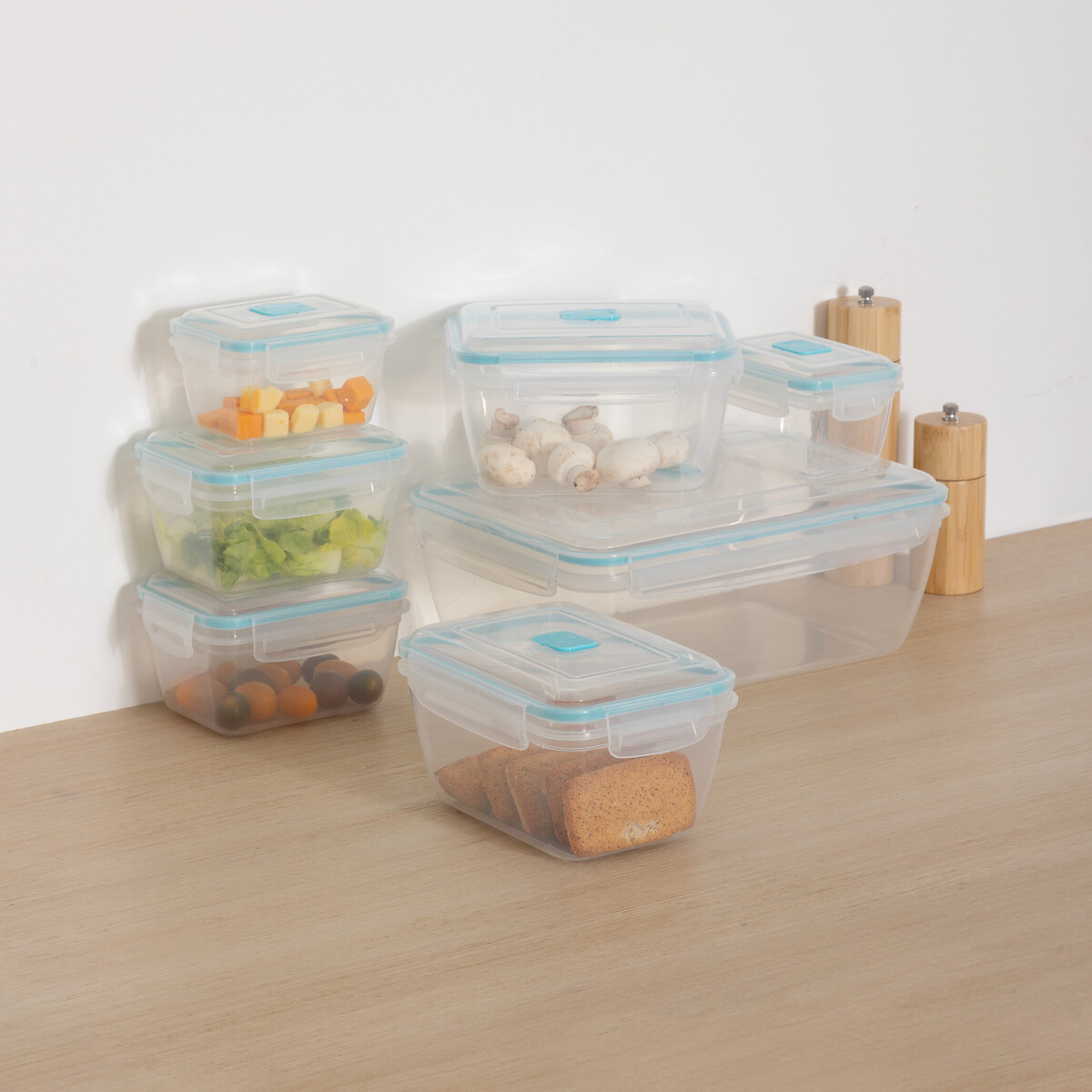 Set de 7 herméticos rectangulares de polipropileno