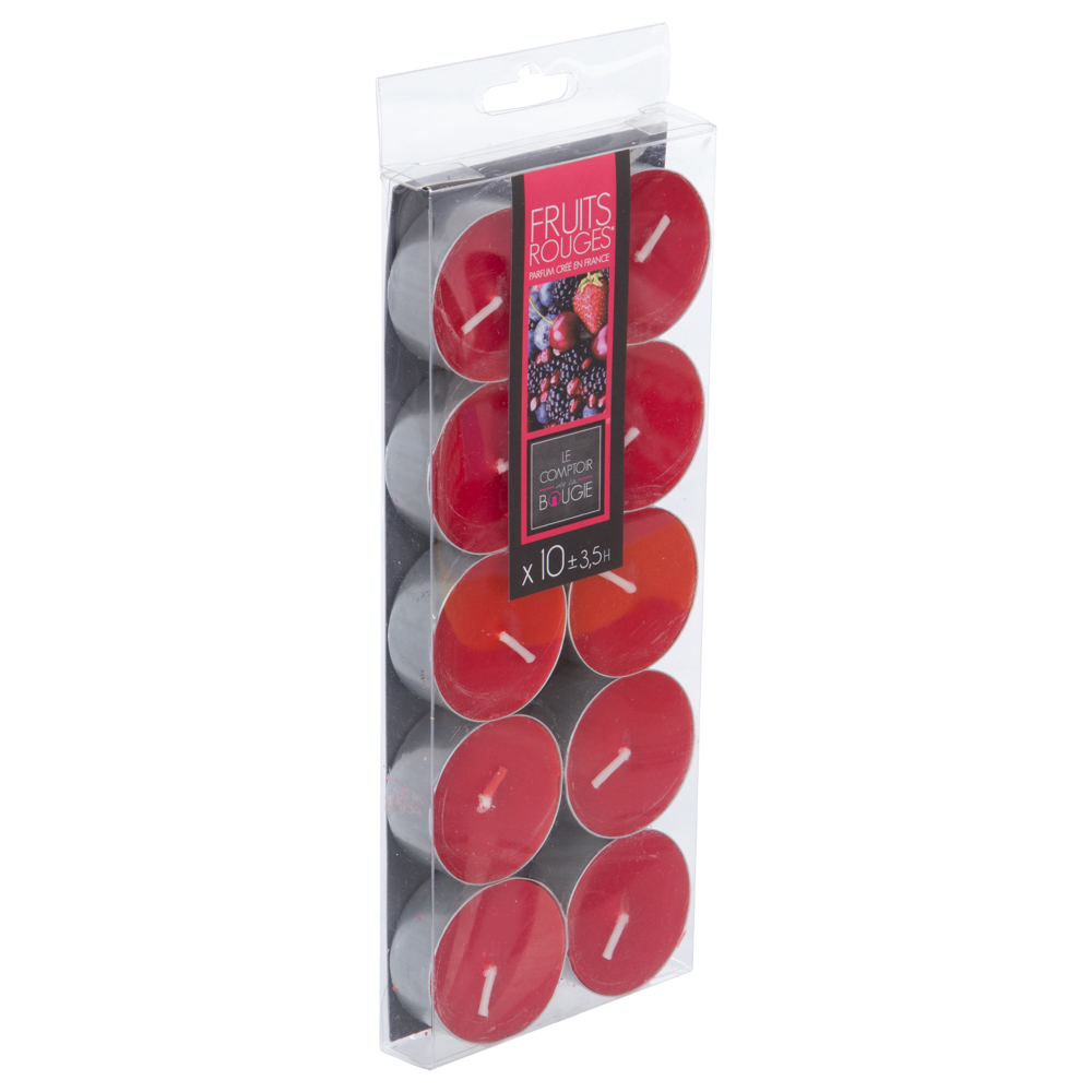 Set 10 Velas Tealight Aroma Frutos Rojos