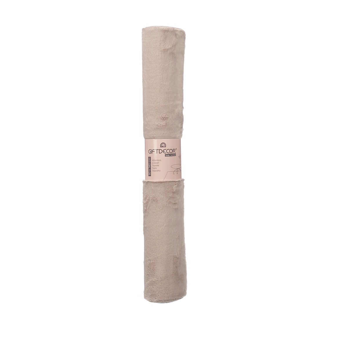 Alfombra de poli&eacute;ster beige 80x140cm