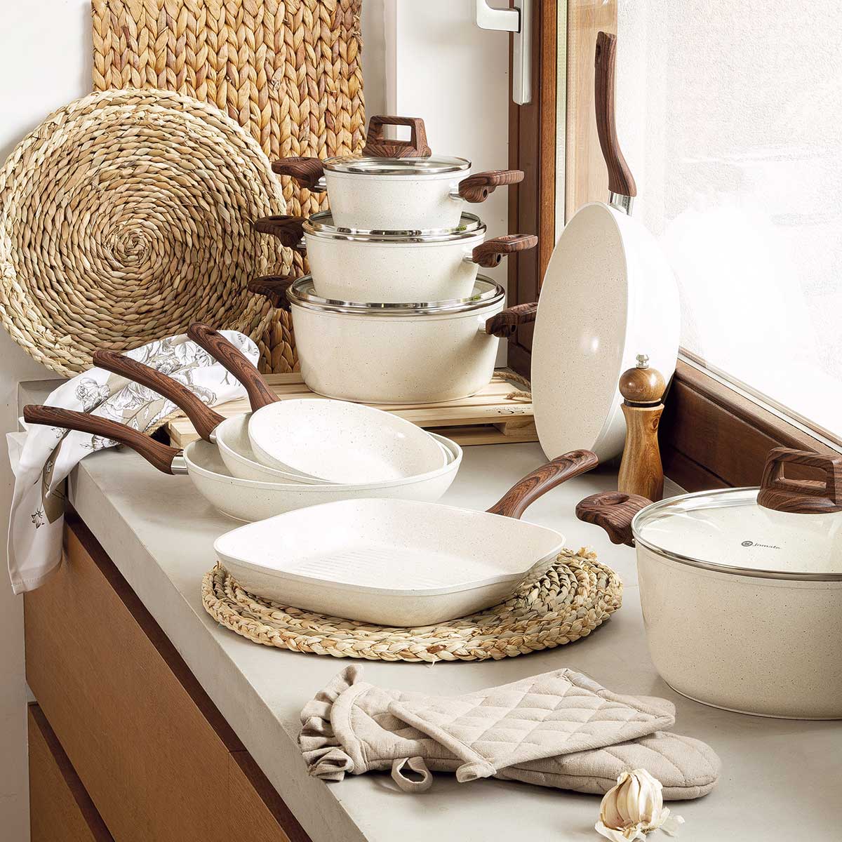 Cacerola Stonebright C/Tapa Vidrio 28Cm