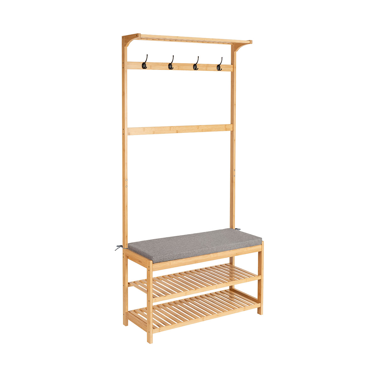 Perchero recibidor c/4 ganchos y zapatero 176cm