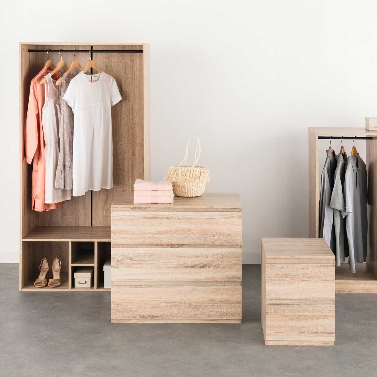 Cómoda de almacenaje DOLO beige con 3 cajones