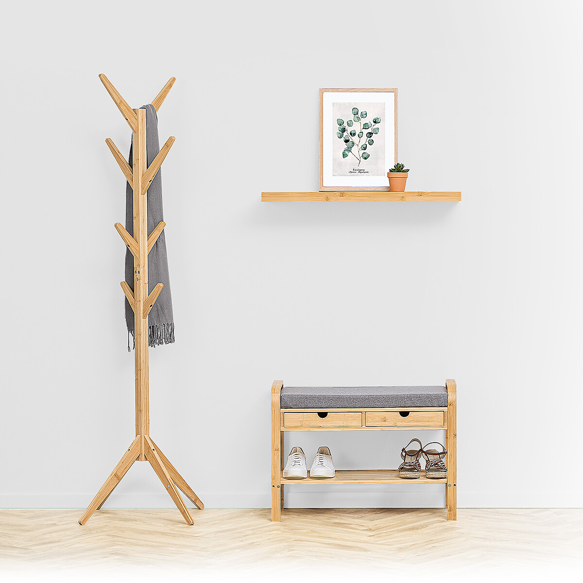 Banco Com Estante Jano Em Bambu