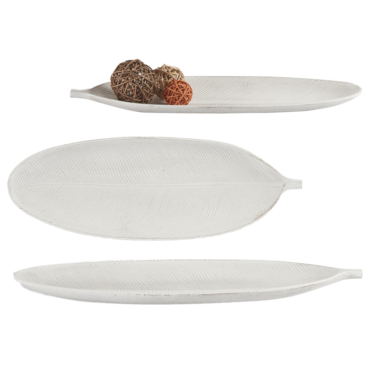 Centro Mesa Hoja De Madera 49.5x18Cm