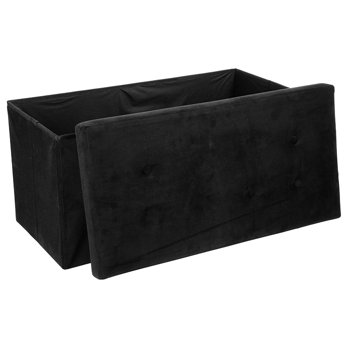 Pufe Duplo Lysandre Preto Com Arruma&ccedil;&atilde;o