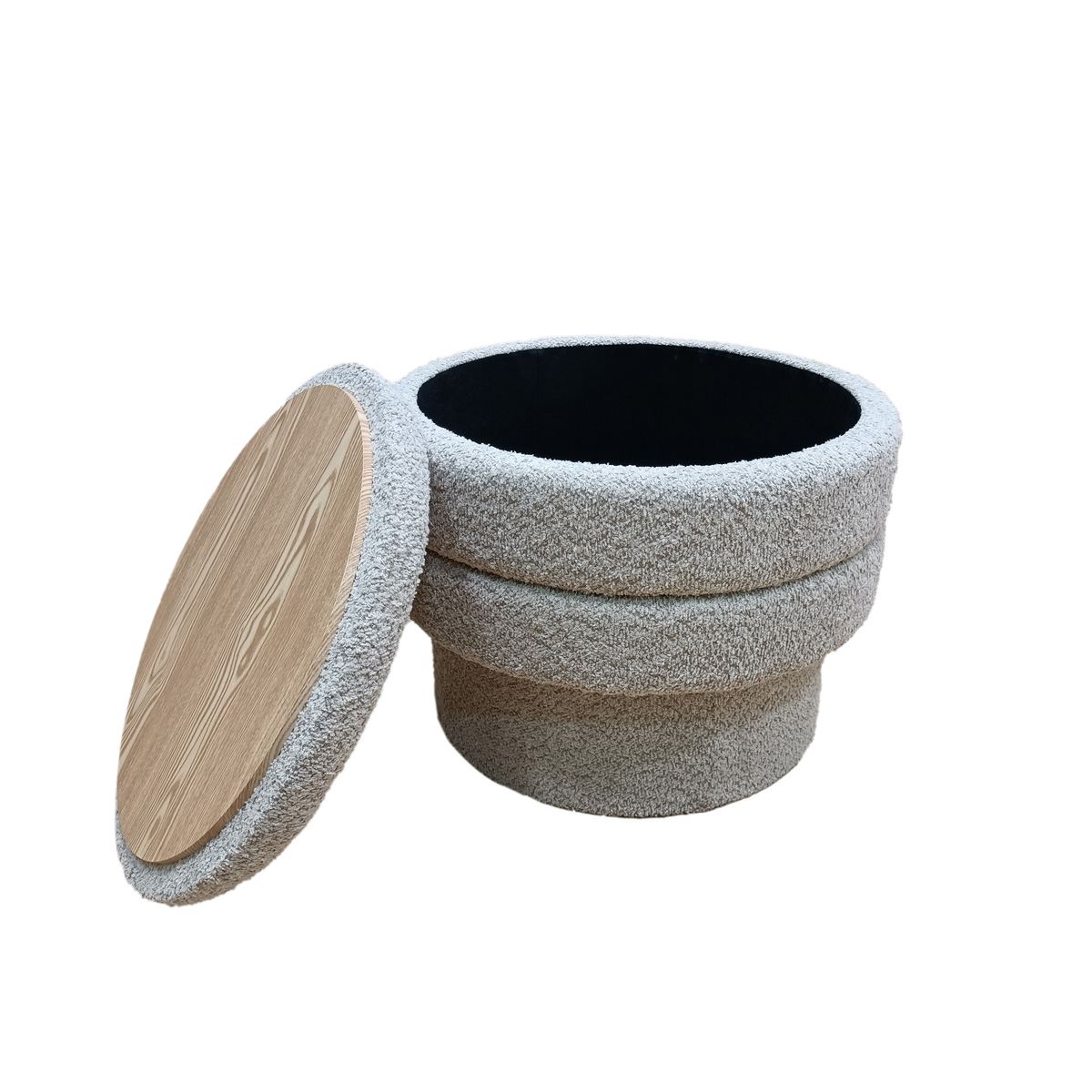 Puf MARVAO beige de tejido D55cm