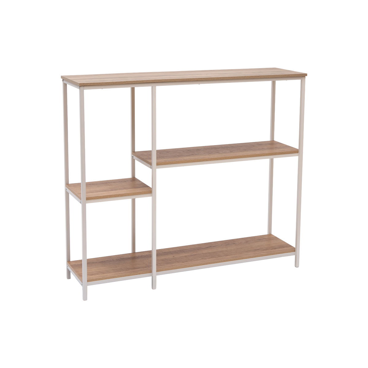 Estanter&iacute;a blanca con baldas de madera