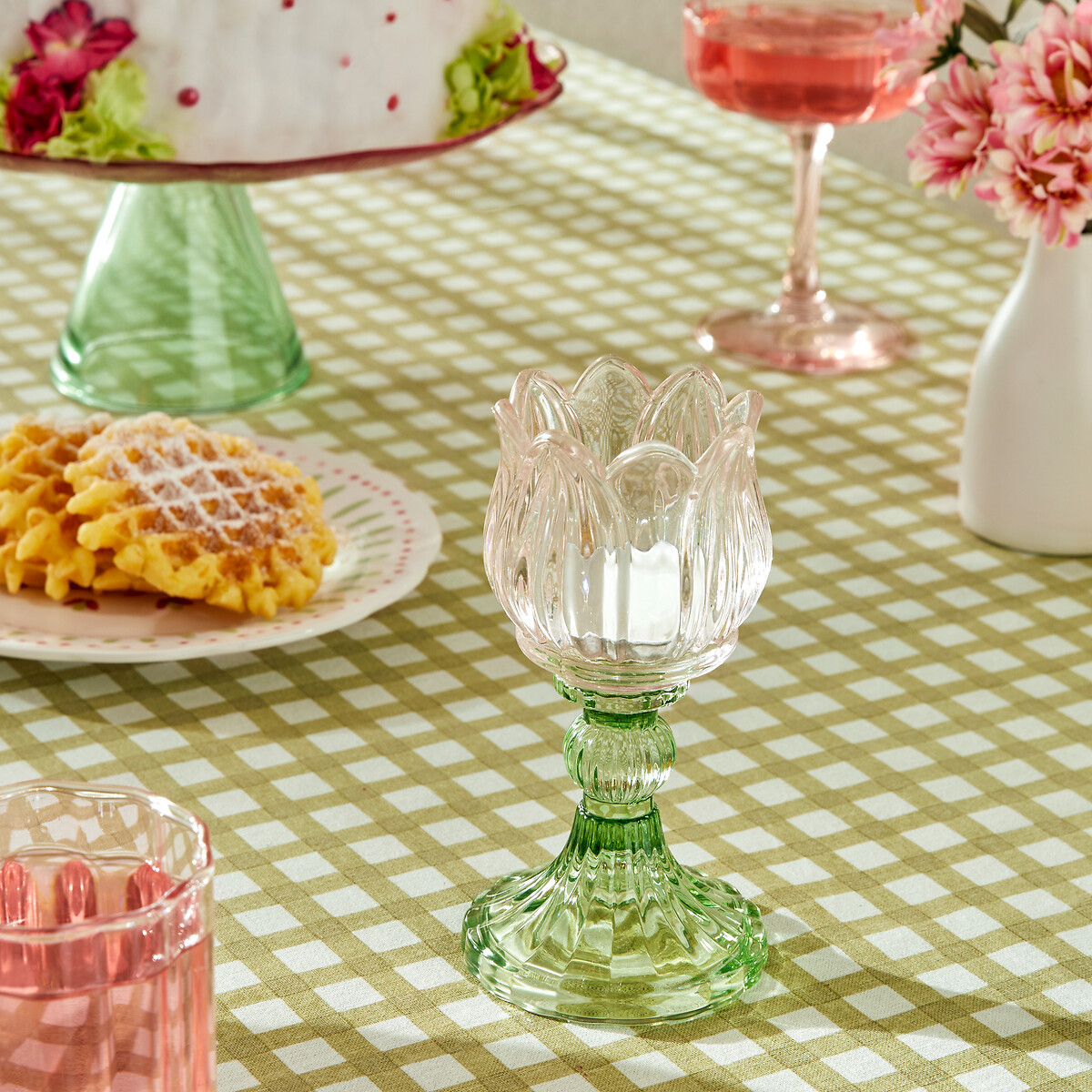 Candelabro FLEUR DE ROSE de vidrio 15cm