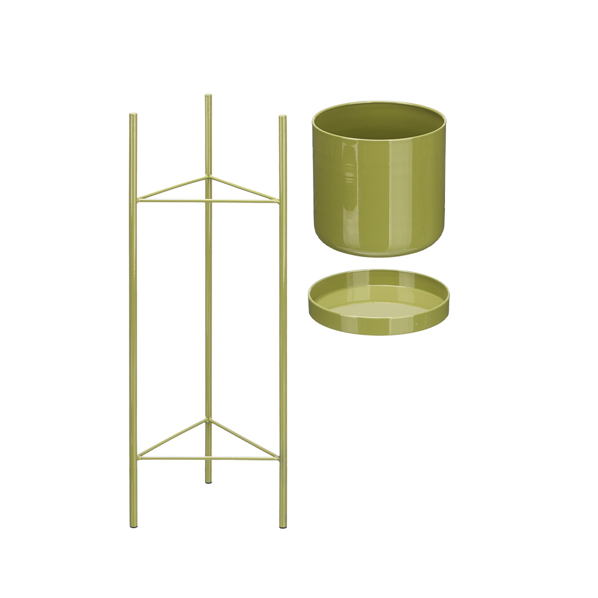Maceta verde de metal 17x45cm