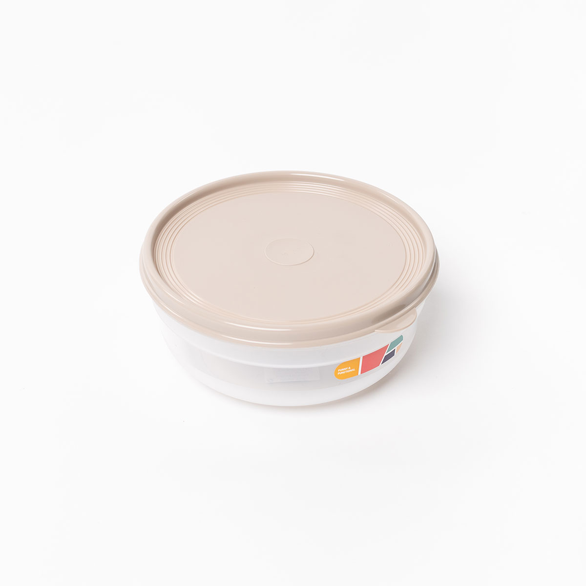 Caja herm&eacute;tica redonda beige 1,3L