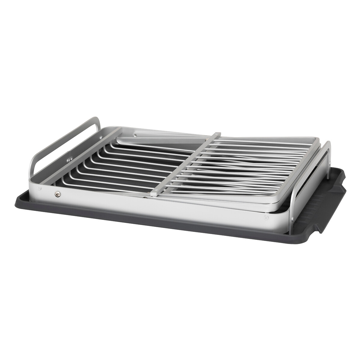 Escurreplatos plegable gris de aluminio 