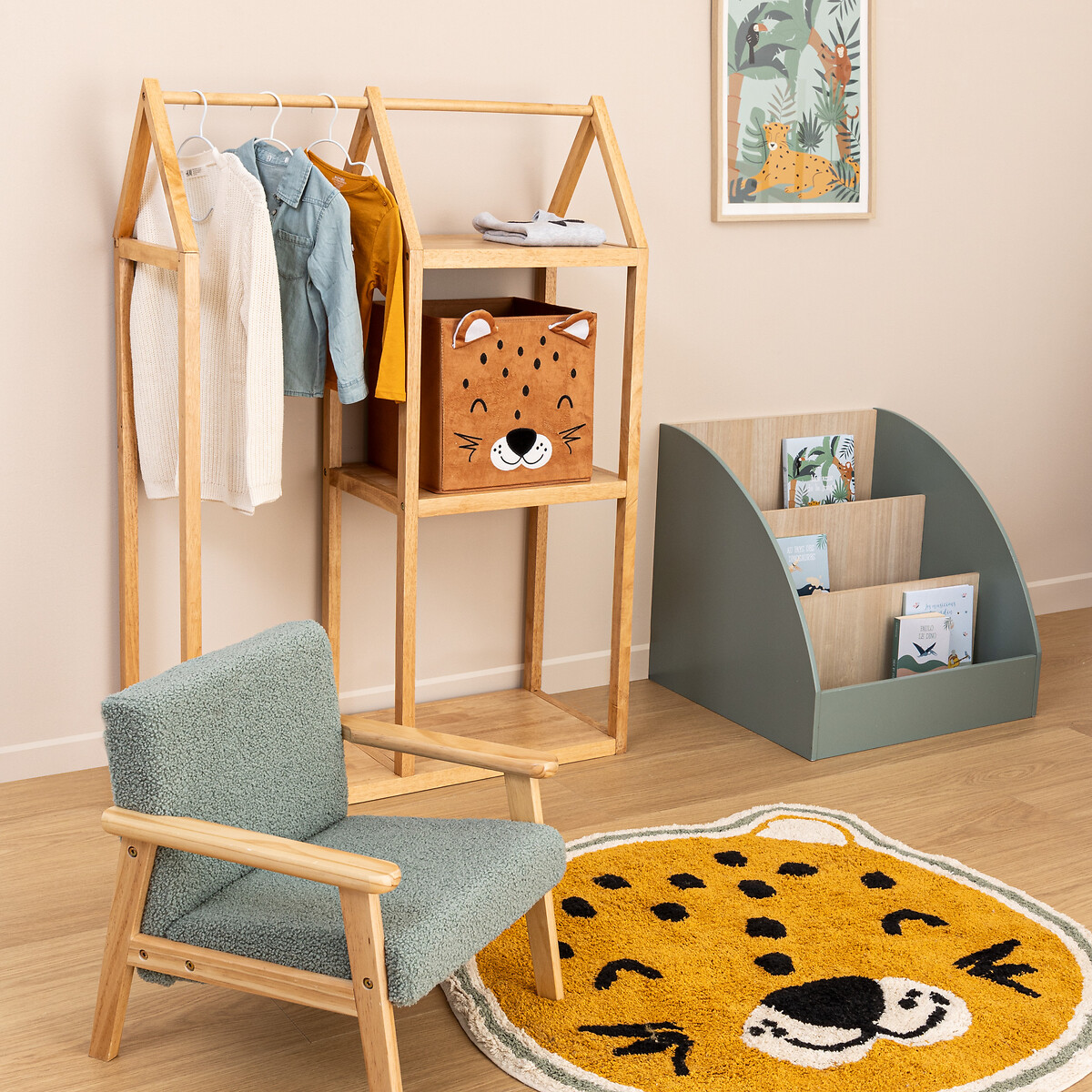 Cubo de Almacenaje Leopardo De Terciopelo