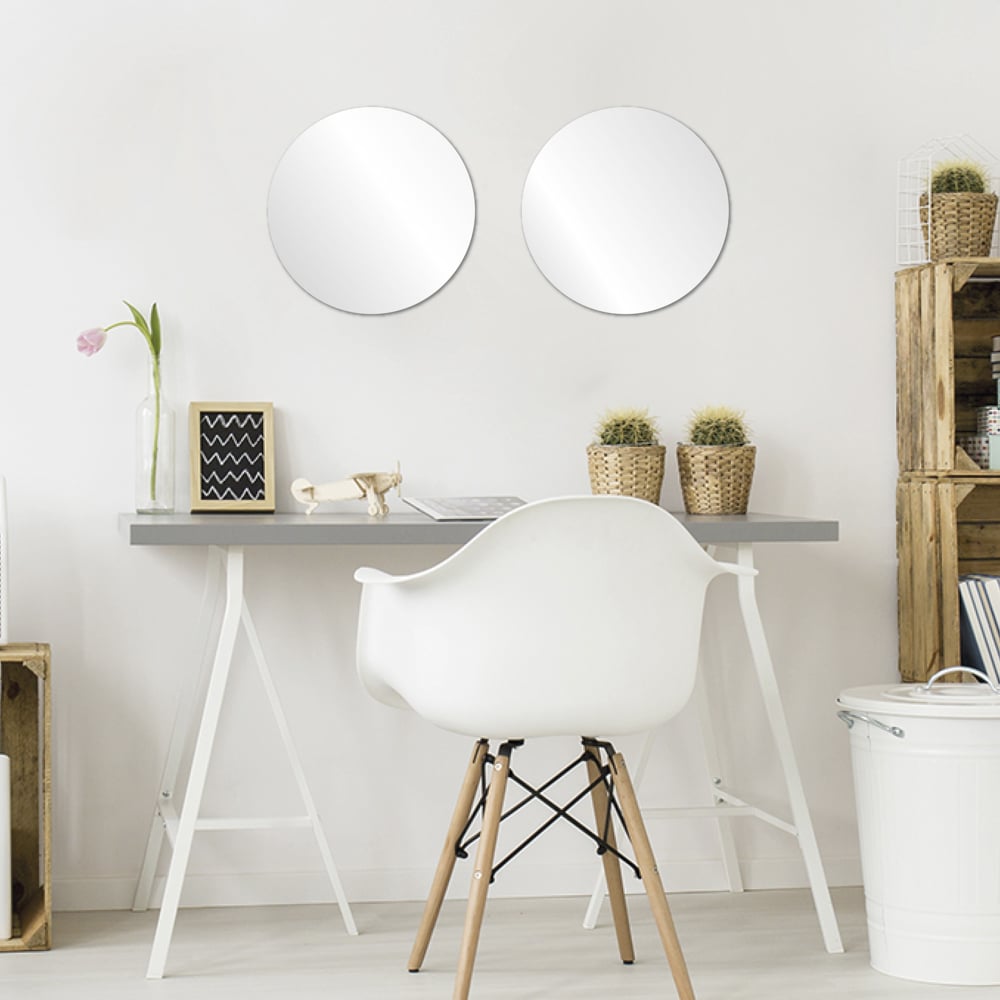 Conjunto De 2 Espelhos Adesivos Redondos
