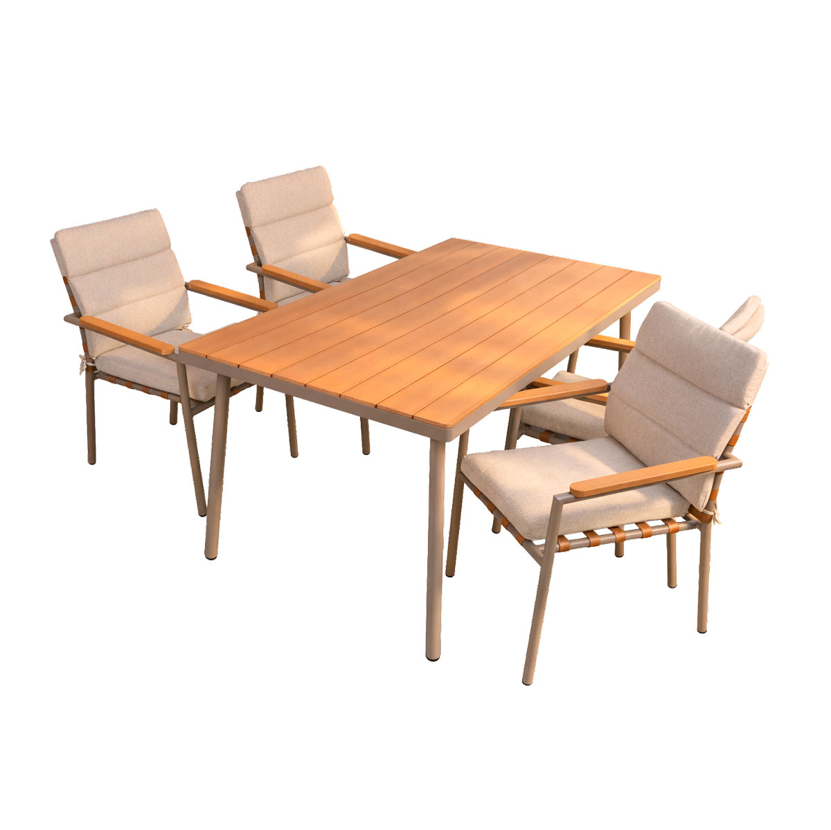 Juego de mesa de exterior y 4 sillas de acero