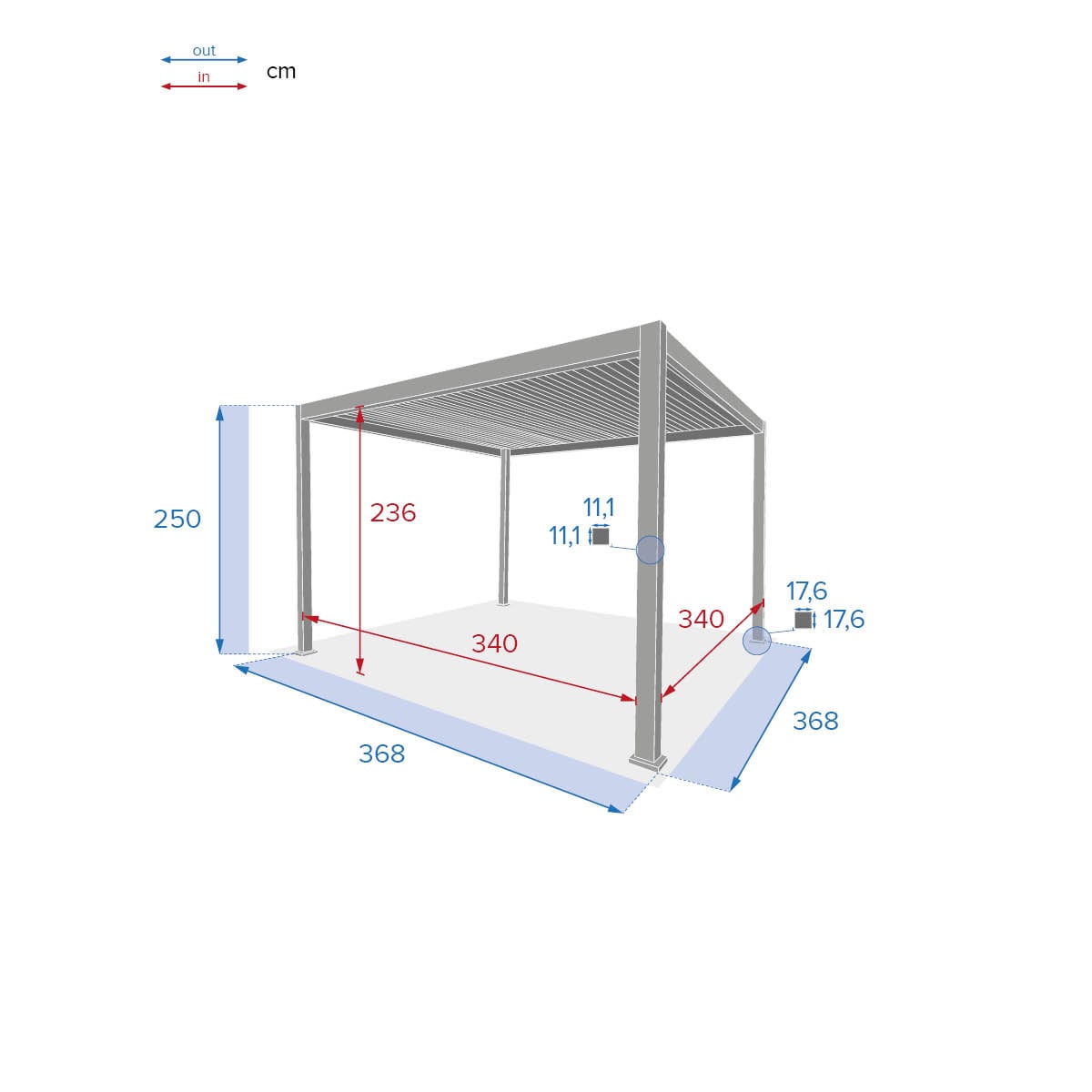 P&eacute;rgola &Eacute;VORA blanca 3,6x3,6m
