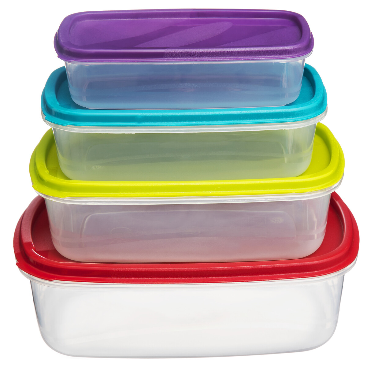 Juego 4 Recipientes Rect. C/Tapa Colores