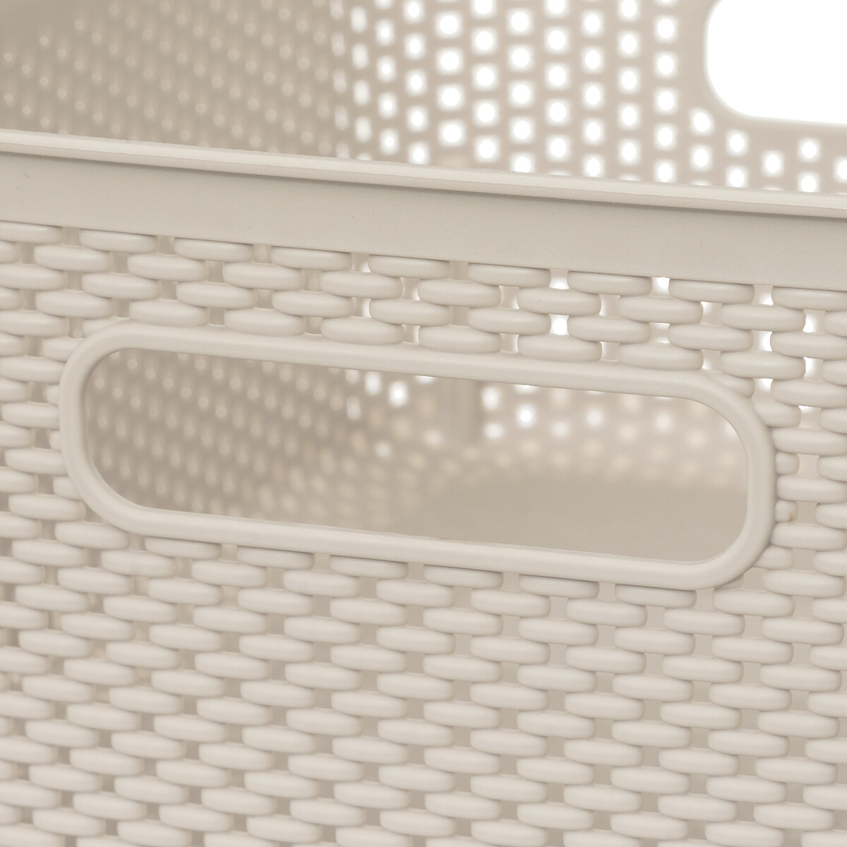 Cesto De Almacenaje De Crochet Beige 4L