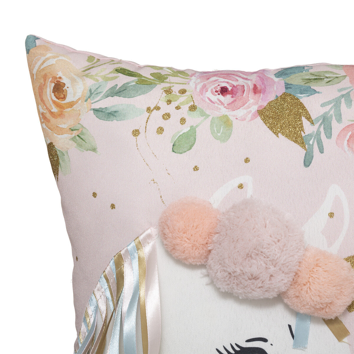 Cojín Unicornio C/Flecos Y Pompones