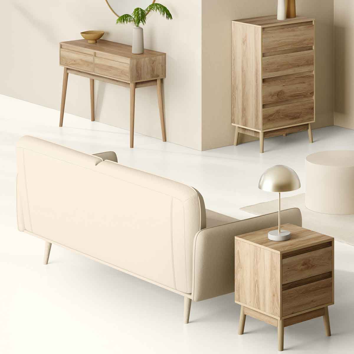 Mesita De Noche Abana Beige MDF