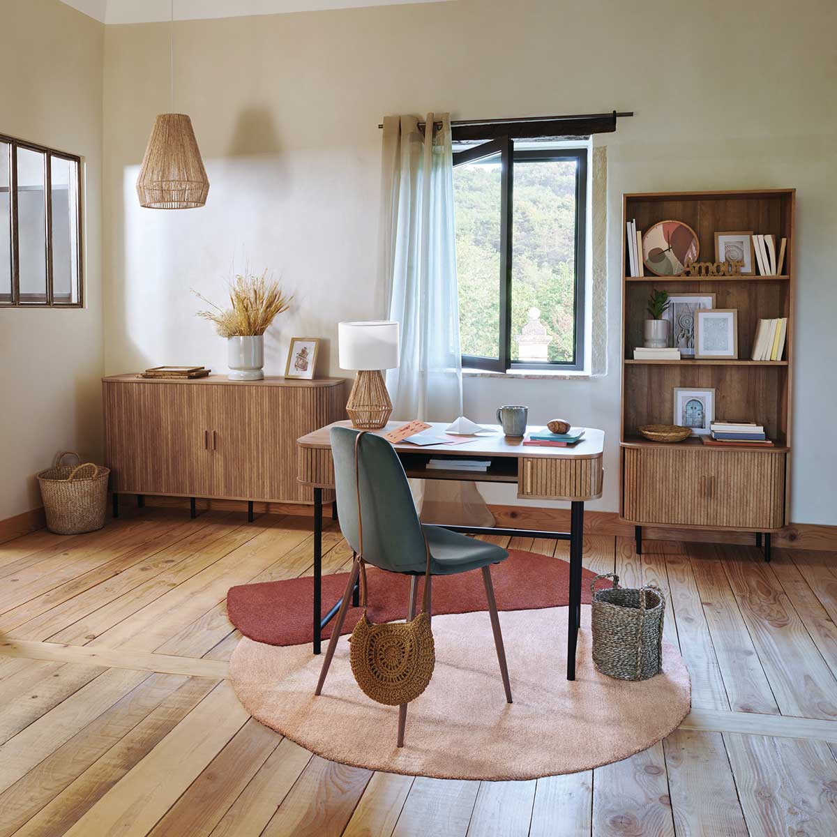 L&aacute;mpara De Mesa Lila Beige 23x40Cm