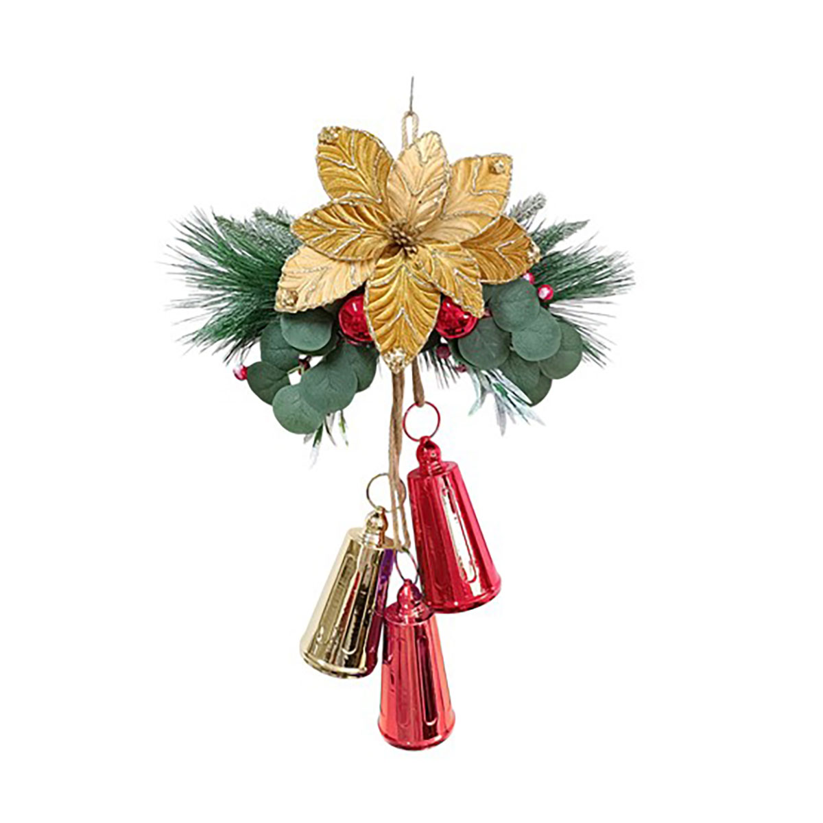 Adorno navide&ntilde;o de Flor con Cascabeles Dorada 