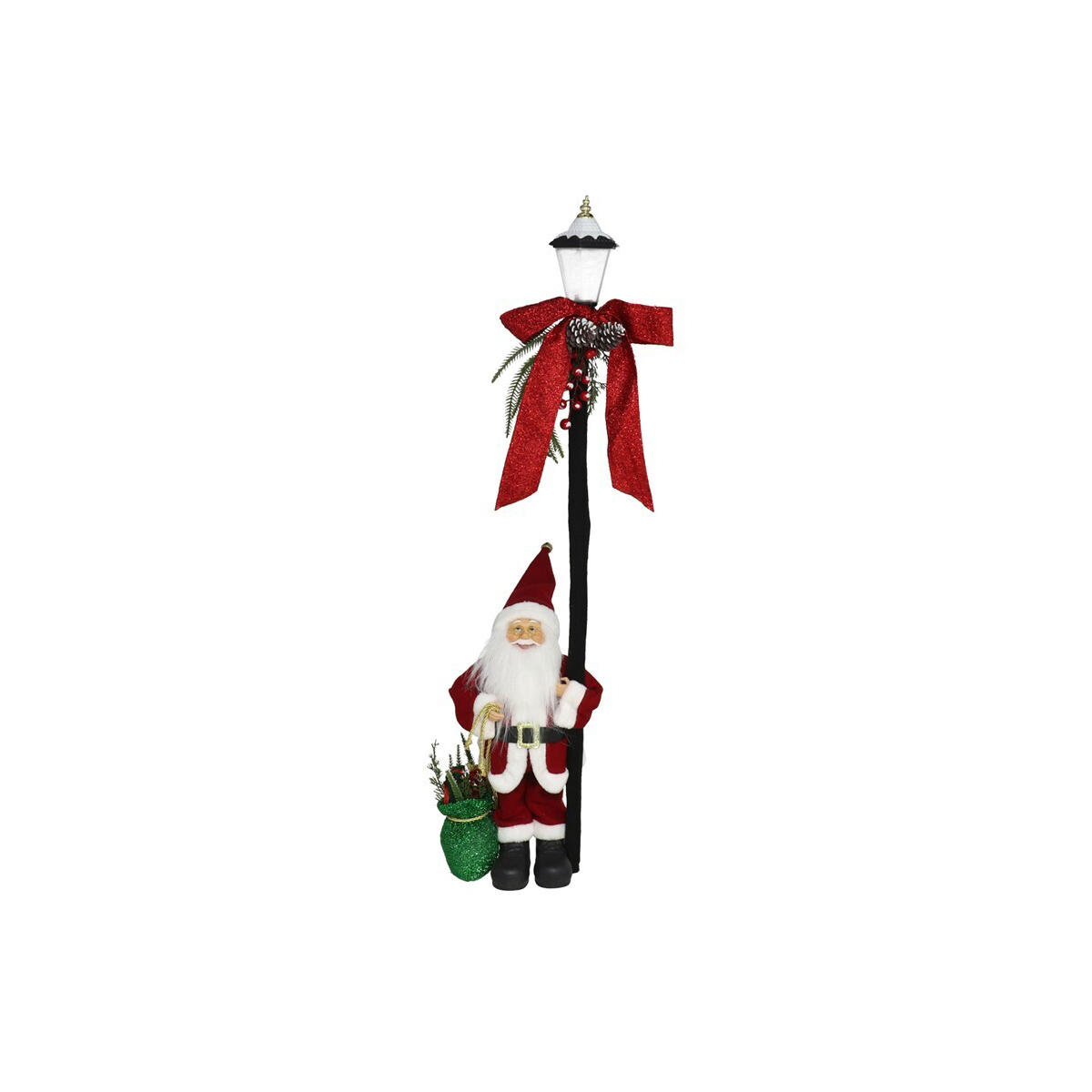 Poste con Pap&aacute; Noel y luz led 110cm