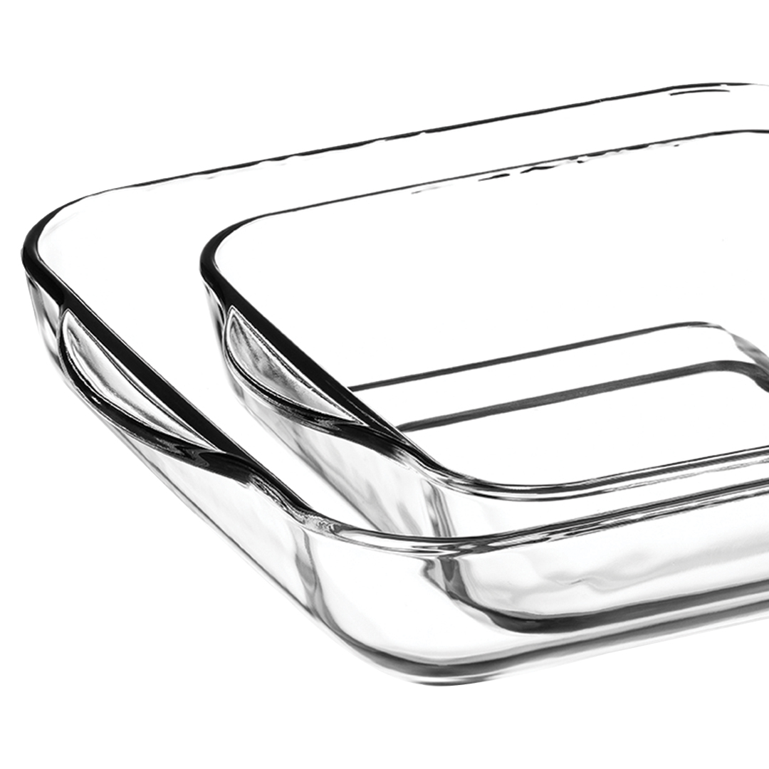 Juego de 2 fuentes cuadradas BORCAM de vidrio