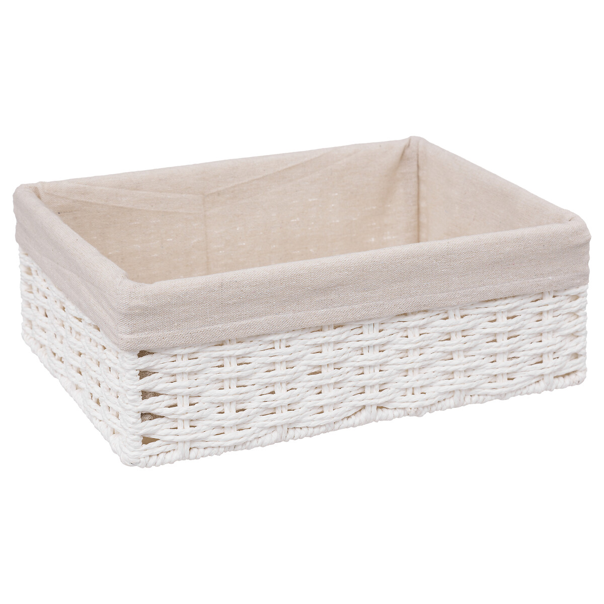 Cesta de almacenaje COSTA blanco c/tejido 23x32cm