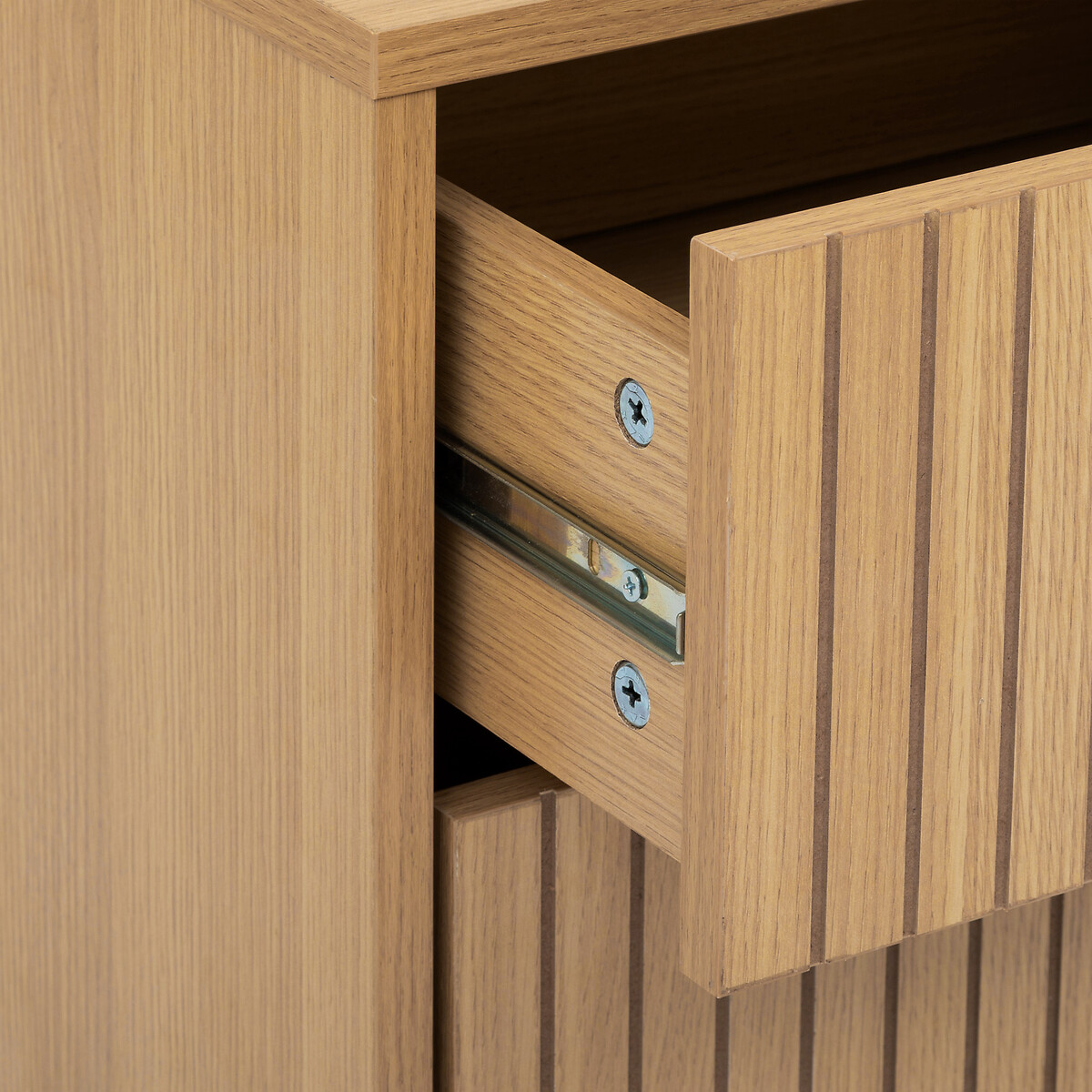 Mesita de noche con 2 cajones de mdf beige TASSO