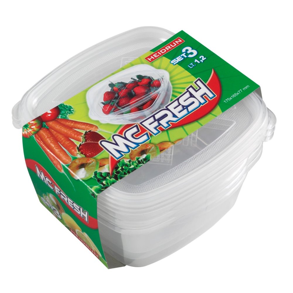 Juego 3 Recipientes Cuadrados 1.2L