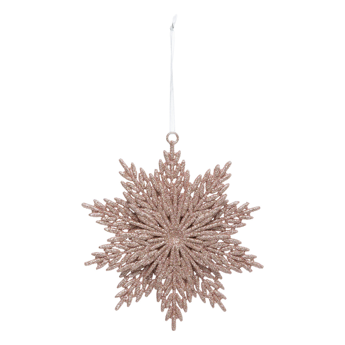 Adorno Copo De Nieve Rosa Con Glitter 12cm