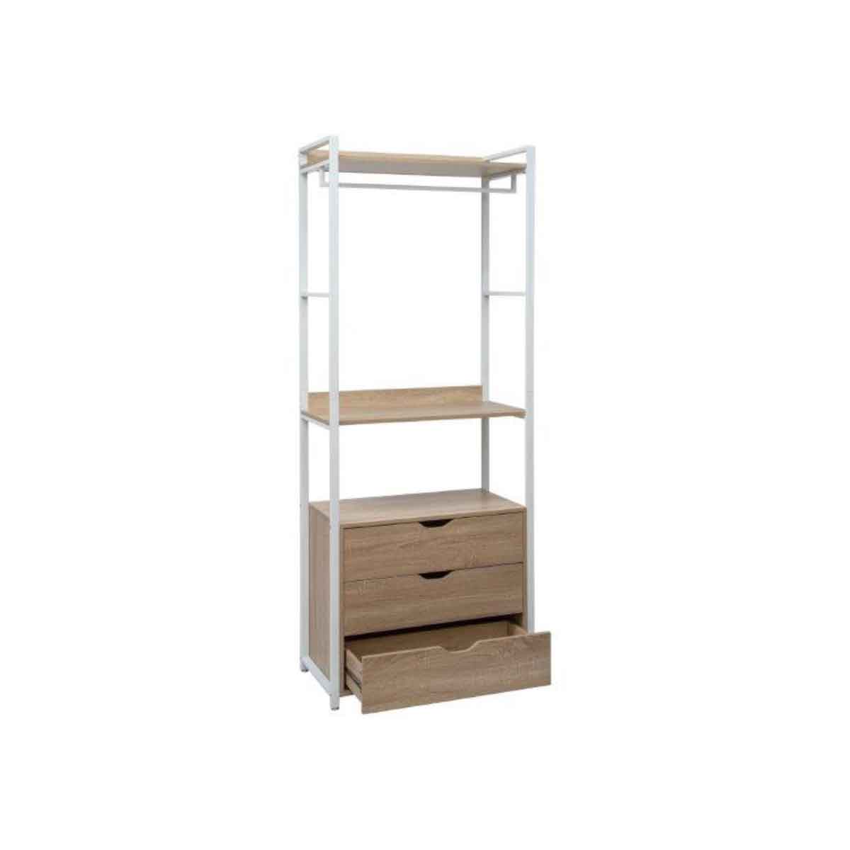 Armario LAUREN blanco con 3 cajones met&aacute;lico 200cm