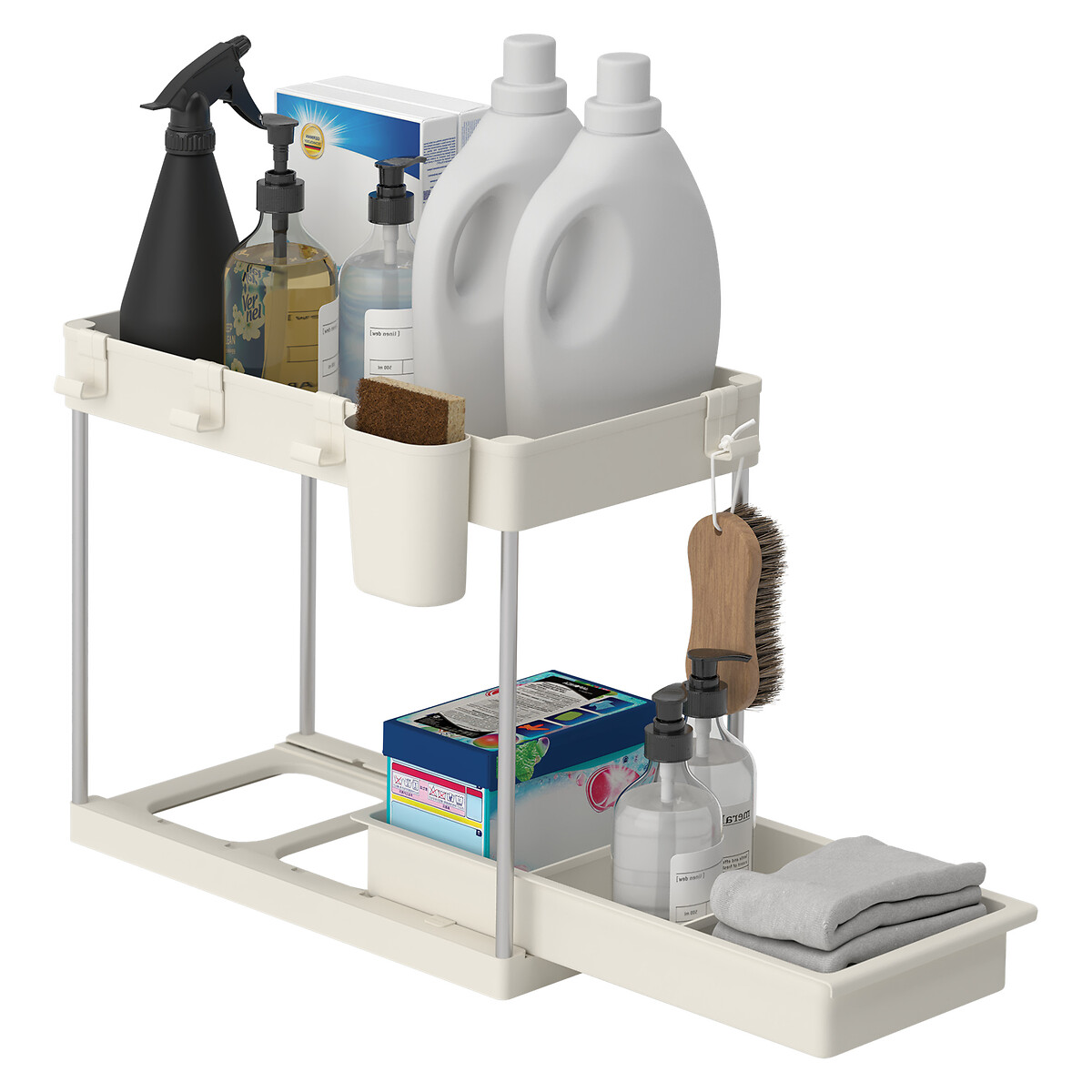 Organizador para armario beige con 2 niveles 34cm